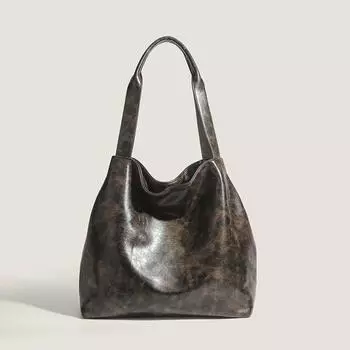 Универсальная сумка-тоут большой вместимости, модная, чувствительная, в стиле ретро, сумка через плечо для подмышек темно-коричневого