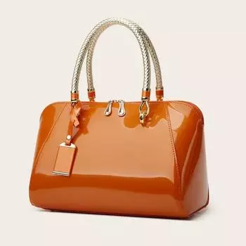 Универсальная сумка-тоут Boston из лакированной кожи через плечо чёрный