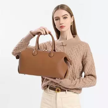 Универсальная сумка-тоут из кожи наппа большой емкости для женщин Senior Sense с одним плечом и кросс-боди для женщин чёрный