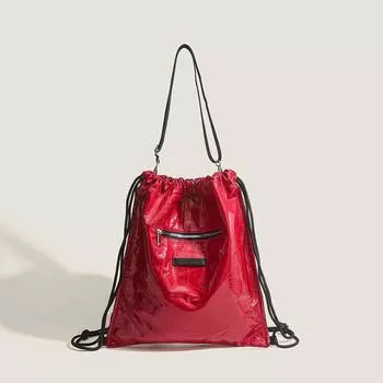 Универсальная сумка-тоут на шнурке, модный интересный дизайн для пригородных поездок, стильная сумка для девочек, рюкзак большой вместимости на плечо красный