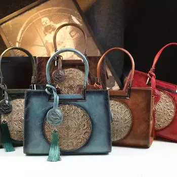 Универсальная сумка-тоут с винтажным рельефом синий