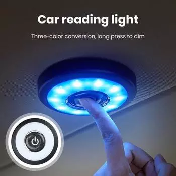 Универсальная светодиодная лампа для чтения на крыше автомобиля с зарядкой через USB, беспроводная портативная автомобильная внутренняя лампа белый/синий