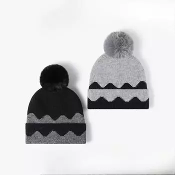 Универсальная теплая толстая бархатная шапка с комками шерсти для женщин, цветная вязаная шапка, модная и простая вязаная шапка для отдыха на природе one size