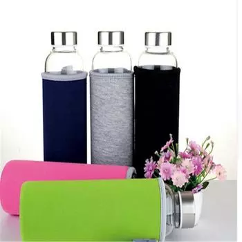 Универсальная термостойкая стеклянная спортивная бутылка для воды с чайным фильтром, кувшин для заварки с сумкой, 550 мл, 6,5x6,5x24 см чёрный