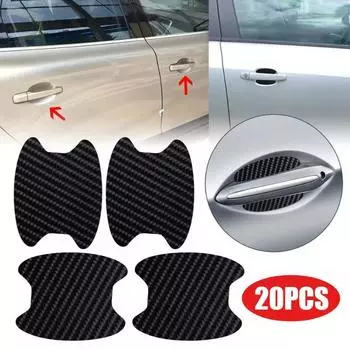 Универсальная текстура углеродного волокна, защитные наклейки на дверную ручку автомобиля, водонепроницаемая наклейка на дверную чашу автомобиля 4pcs чёрный
