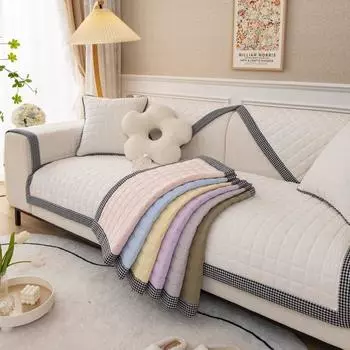 Универсальная тканевая квадратная черно-белая клетчатая диванная подушка на все времена года Современная простая легкая роскошная нескользящая диванная подушка-полотенце 70*70cm