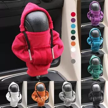 Универсальная толстовка с капюшоном для автомобильного переключателя передач, модная мини-толстовка с капюшоном для ручки переключения передач автомобиля, аксессуары для интерьера, декор красный