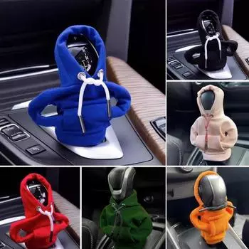 Универсальная толстовка с капюшоном для рычага переключения передач автомобиля, чехол для рычага переключения передач, забавная мини-толстовка с капюшоном, автомобильный декор, украшение для салона автомобиля, подарок оранжевый