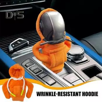 Универсальная толстовка с капюшоном для рычага переключения передач автомобиля, чехол для рычага переключения передач, забавная мини-толстовка с капюшоном, автомобильный декор, украшение для салона автомобиля, подарок оранжевый