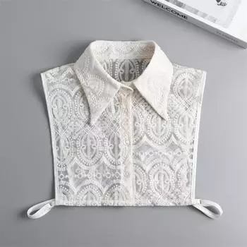 Универсальная тонкая бежево-абрикосовая кружевная рубашка с искусственным воротником под искусственным воротником абрикосовый