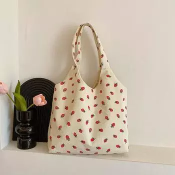 Универсальная вельветовая сумка-тоут с принтом, сумка для хранения на весну, большая вместительная сумка через плечо для переезда, женская сумка для покупок бежевый