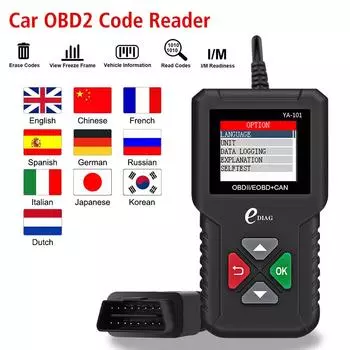 Универсальная версия цифровой дисплей OBD2 считыватель кодов многоязычный 16-контактный автомобильный диагностический инструмент очистка кодов неисправностей сканер OBD 2 Black