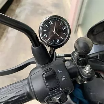 Универсальная водонепроницаемая основа для зеркала заднего вида, кварцевые часы со светящимися часами для мотоцикла, скутера, велосипеда чёрный