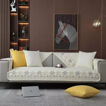 Универсальная вышитая подушка для дивана из стираного хлопка на все времена года, современная простая противоскользящая подушка для дивана из стираного хлопка, полотенце 70*70