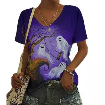 Универсальная забавная цифровая 3D-печать женская футболка с коротким рукавом летняя повседневная сексуальная с V-образным вырезом персонализированные женские топы одежда S