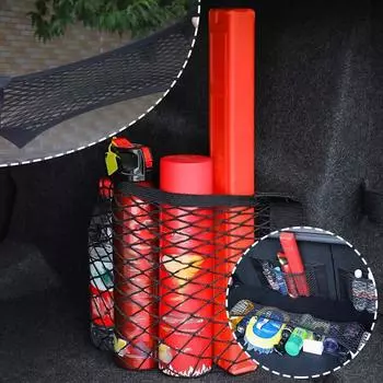 Универсальная задняя сетка для багажника автомобиля, эластичная веревка, карман для хранения, клетка, волшебная сумка для автомобиля, задняя сумка, сетка для сиденья, наклейка, органайзер U0P9