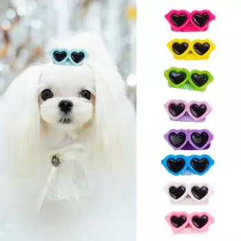 Универсальная заколка для волос для домашних животных, яркая цветная креативная заколка в форме сердца для солнцезащитных очков, собак и кошек One Size розовый