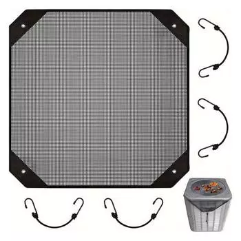 Универсальная защитная крышка для кондиционера, регулируемая конструкция, сверхмощная наружная сетка, верхняя защитная крышка для кондиционера L чёрный