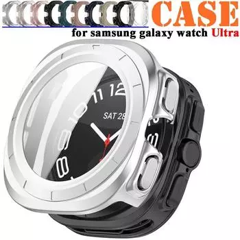Универсальная защитная рамка для экрана, бампер, чехол для Galaxy Watch Ultra, закаленное стекло + чехол для ПК для Samsung Galaxy Watch Ultra 47 мм(1 шт)