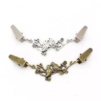 Универсальная застежка для кардигана с животными, безопасная брошь, зажим для свитера, новая женская пряжка с уткой-мандаринкой 10 * 2.2cm серебряный