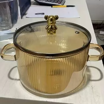 Универсальная жаропрочная стеклянная кастрюля с крышкой — идеально подходит для приготовления супов-пасты и детского питания. Плита безопасна и легко чистится.