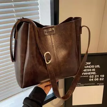 Универсальная женская кожаная сумка из искусственной кожи большой емкости для поездок на работу, новая корейская модная сумка в стиле ретро, однотонная сумка на плечо