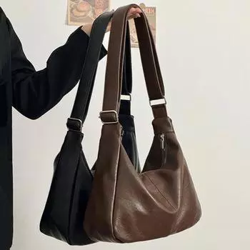 Универсальная женская сумка через плечо, прочная модная сумка, сумка через плечо для поездок на работу, женская минималистская сумка из искусственной кожи чёрный