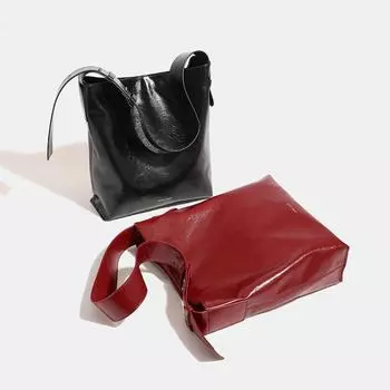 Универсальная женская сумка: Элегантная высококачественная водонепроницаемая сумка-мессенджер из яркой кожи. 27.5cm*9.5cm*33cm маджента