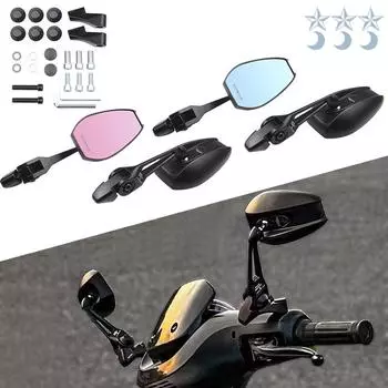 Универсальное антибликовое зеркало заднего вида для мотоциклов и электромобилей Maverick Black Appearance (Purple Glass)