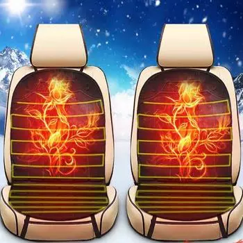 Универсальное авто переднее сиденье с подогревом, утолщенный чехол, подогреватель подушки, зимняя теплая электрическая грелка Square pad 2pcs чёрный