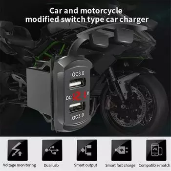 Универсальное автомобильное зарядное устройство 12 В 24 В 4,2 А, дисплей напряжения, два порта USB, водонепроницаемый автомобильный адаптер QC3.0, зарядное устройство для iPhone, Huawei, Xiaomi