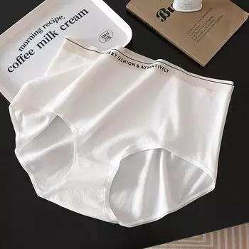 Универсальное белое нижнее белье больших размеров для женщин, трусики в спортивном стиле с высокой талией из чистого хлопка XL