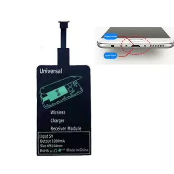Универсальное быстрое беспроводное зарядное устройство, беспроводной зарядный приемник, патч для мобильного телефона Android Micro Usb Type-c зелёный