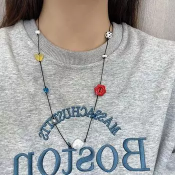 «Универсальное детское ожерелье на ключицу «Дофамин»: Уникальный, простой, нишевый дизайн с аксессуарами в виде цепочки для свитера. Model N1213 красный