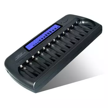 Универсальное интеллектуальное зарядное устройство PL-NC30 с ЖК-дисплеем 4 дюйма, быстрое интеллектуальное зарядное устройство с 12 слотами для аккумуляторов EU Plug чёрный