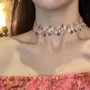 Универсальное милое романтическое цветочное ожерелье-чокер для женщин и девочек, высококачественное вышитое цветочное ожерелье, аксессуары