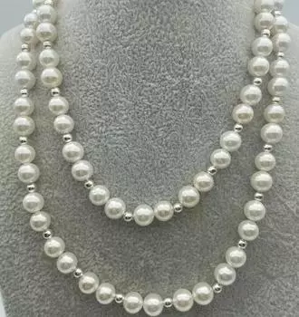 Универсальное модное женское длинное ожерелье с жемчугом и цепочкой для свитера разных размеров