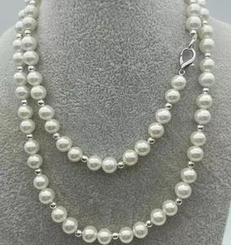 Универсальное модное женское длинное ожерелье с жемчугом и цепочкой для свитера разных размеров