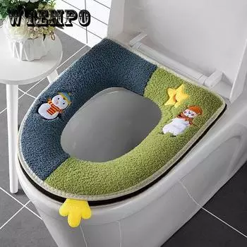 Универсальное моющееся сиденье для унитаза плюс утолщенное вязаное сиденье на бархатной молнии с ручкой