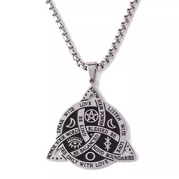 Универсальное мужское ожерелье из нержавеющей стали с подвеской в виде звезды и луны в стиле ретро «Викинг» из титановой стали золотой