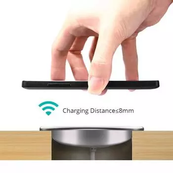 Универсальное настольное беспроводное зарядное устройство для iPhone Galaxy C Samsung Furniture Office Desktop Hidden Embedded Table Quick Charge Pad чёрный