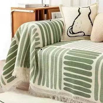 Универсальное одеяло для дивана в скандинавском стиле, нескользящий тканевый чехол, полностью покрытый чехол, диванная подушка, песочный, универсальный, можно стирать в машине, четыре сезона 180*130cm