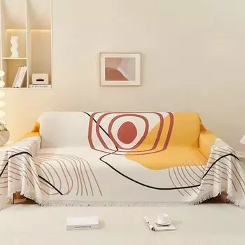 Универсальное одеяло для дивана в скандинавском стиле, нескользящий тканевый чехол, полностью покрытый чехол, диванная подушка, песочный, универсальный, можно стирать в машине, четыре сезона 180*130cm