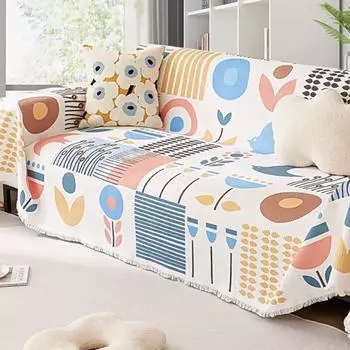 Универсальное одеяло для дивана в скандинавском стиле, нескользящий тканевый чехол, полностью покрытый чехол, диванная подушка, песочный, универсальный, можно стирать в машине, четыре сезона 180*130cm