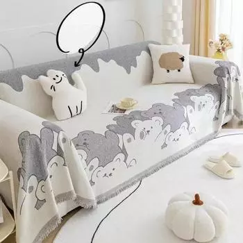 Универсальное одеяло для дивана в скандинавском стиле, нескользящий тканевый чехол, полностью покрытый чехол, диванная подушка, песочный, универсальный, можно стирать в машине, четыре сезона 180*130cm