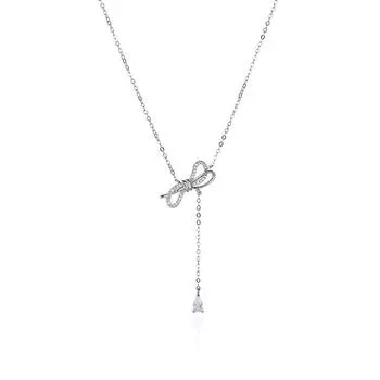 Универсальное ожерелье с бантом и кисточкой для женщин, легкий роскошный нишевый дизайн Ins Style