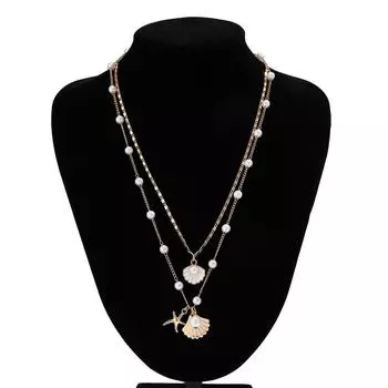 Универсальное ожерелье, женское ожерелье с искусственным жемчугом, ретро-цепочка на ключицы, ожерелье в океанском стиле, отпускная ракушка, морская звезда, ожерелье