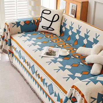 Универсальное полотенце для дивана с изображением моря в этническом стиле Four Seasons, универсальный универсальный чехол для дивана для гостиной, тканевый чехол 180*130cm