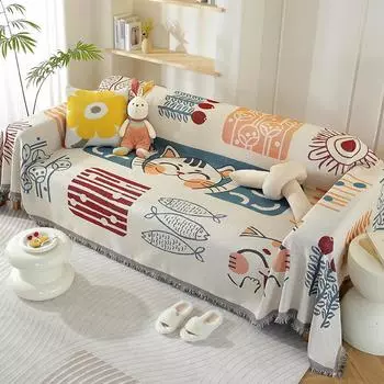 Универсальное полотенце для дивана в скандинавском стиле, универсальный чехол для дивана, чехол для сиденья, одеяло, одноместное, для трех человек, универсальное на четыре сезона 90x90
