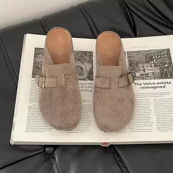 Универсальное тесто для ремонта повседневная сумка голова полушлепанцы девушки осень ретро пряжка ремня одна педаль плоская обувь прилив 35